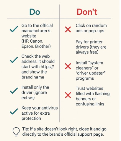 Tips to download printer drivers safely