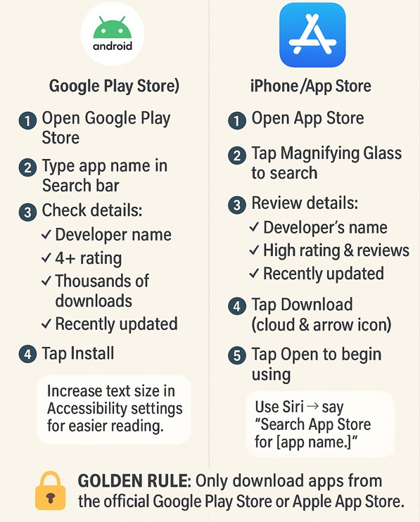 Steps to download apps safely