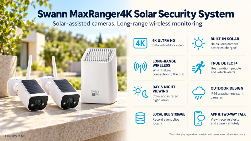 Swann Solar Wireless Security System MaxRanger4K