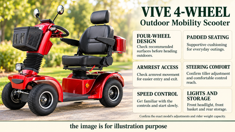 Vive 4-Wheel Outdoor All-Terrain Mobility Scooter