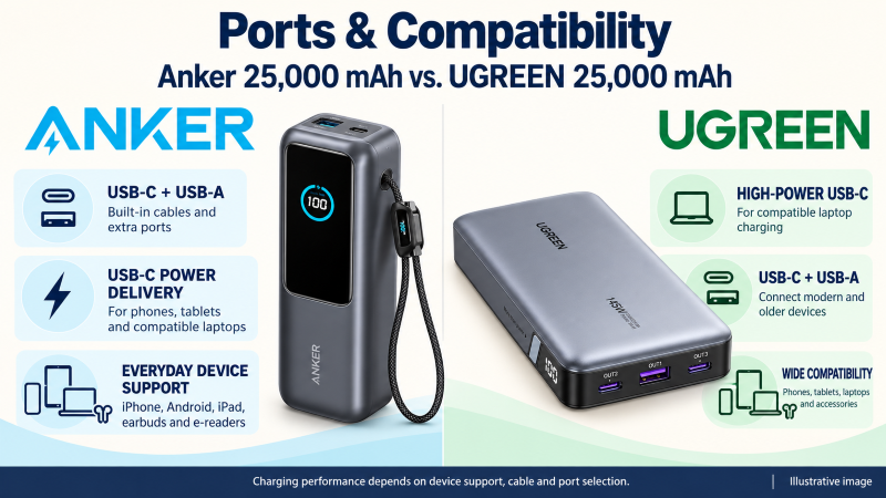 Anker vs UGREEN Ports and compatibility