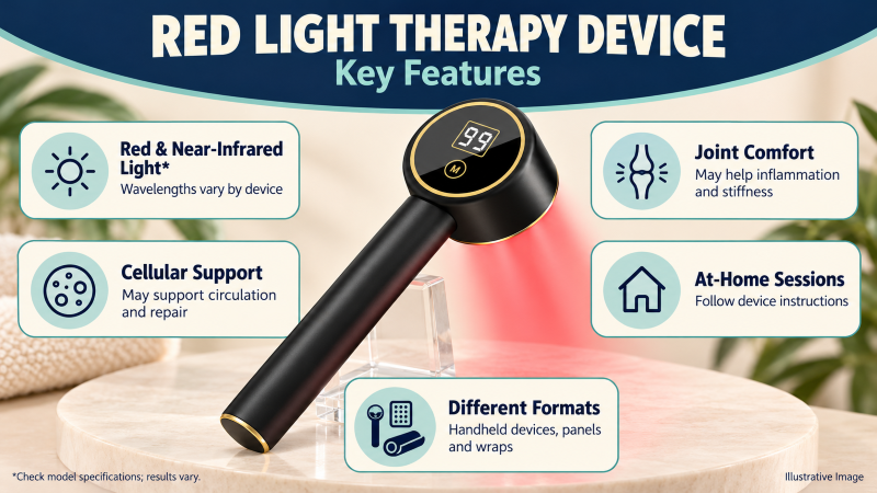 Red light therapy device features